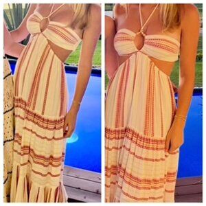 Lspace Jenevive cutout halter Siesta stripe dress - Small